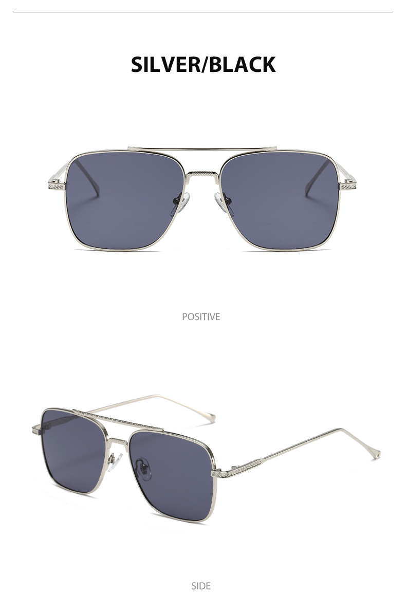 Autista con montatura quadrata a doppio raggio in metallo che guida uomini e donne occhiali da sole classici retrò occhiali da sole_voghion.com