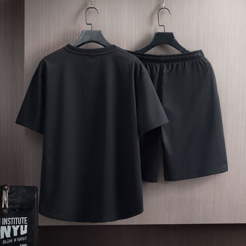2025 New Summer Casual Sports Suit Men's Short Sleeve T-Shirt Trendy Loose Fit Five-Point Shorts_voghion.com