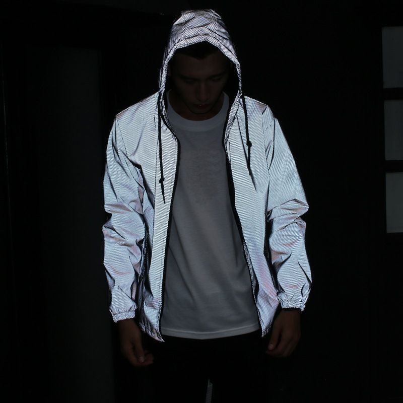 Herrkläder Lysande jacka Herrvindjacka Mode Tonåring Student Natt Löpning Sport Mesh Reflekterande Kläder_voghion.com