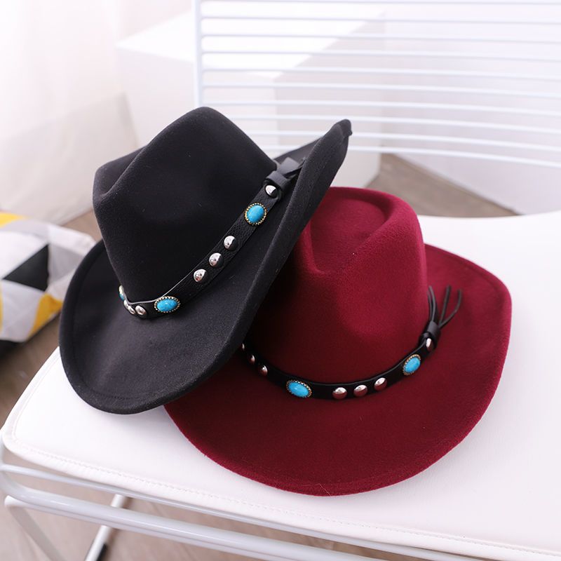Top da uomo a tesa larga autunnale e invernale in lana calda jazz britannica per cappello da ballo tibetano da cowboy a collo grande da donna_voghion.com