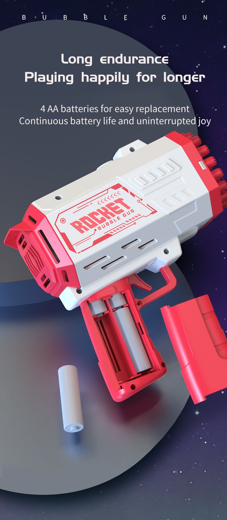 40-gats raket bubbelpistool - Ruimtegatling bubbelmachine voor kinderen, buitenspeelgoed, feestartikelen en verjaardagscadeaus_voghion.com