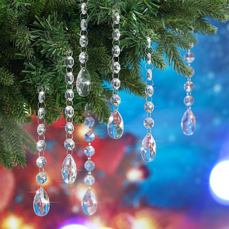 Cross-Border Transparent Crystal Bead String Hat Snowflake Ice Christmas Tree Decoration Wedding Lighting_voghion.com