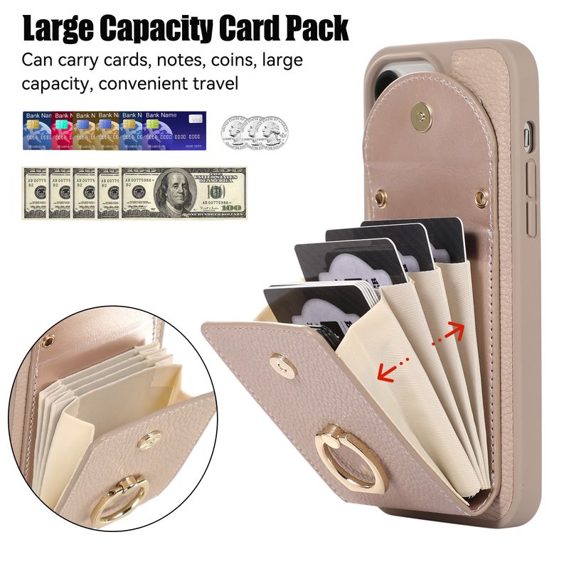 Funda de cuero para teléfono móvil Apple 17 Pro Max con ranura para tarjetas y funda protectora tipo bandolera de 16 pulgadas._voghion.com
