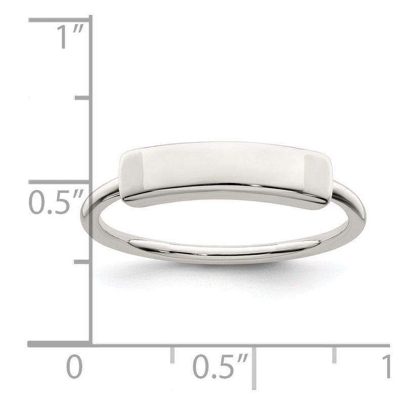 Sterling Silver Polished Engraveable Top Ring_voghion.com