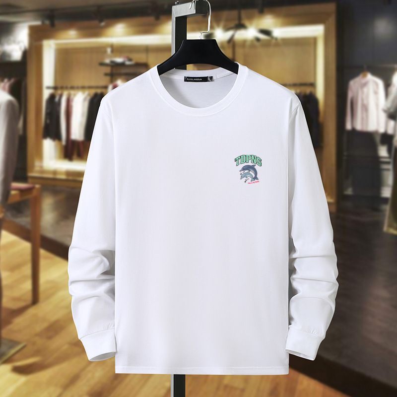 Frühling und Herbst dünnen Stil mit dicken und großen Herren reine Baumwolle Langarm T-Shirt lose lässige Herbstkleidung dick und dick Guy Trendy Base_voghion.com