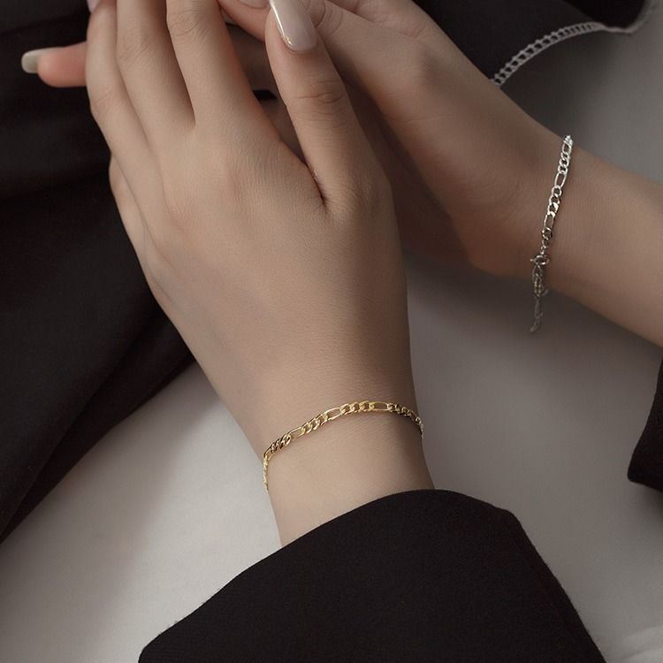 Bracciale unisex semplice alla moda, con catena in argento puro punk per madre e figlio, stile hip-hop, tendenza_voghion.com