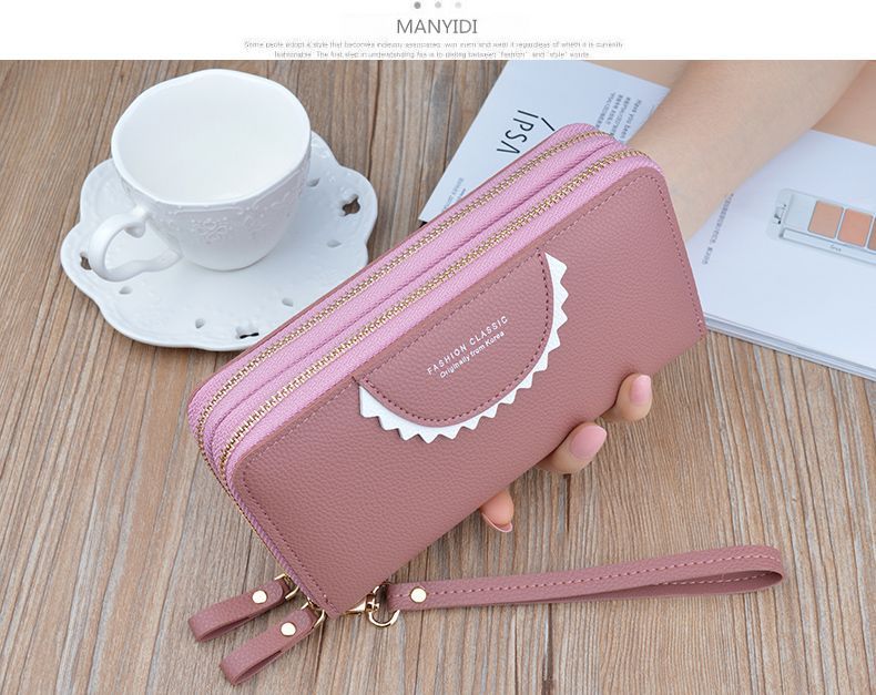 New Zipper Women's Long Handheld with Large Capacity Double Layer Wallet Fashion Mom Phone Bag_voghion.com