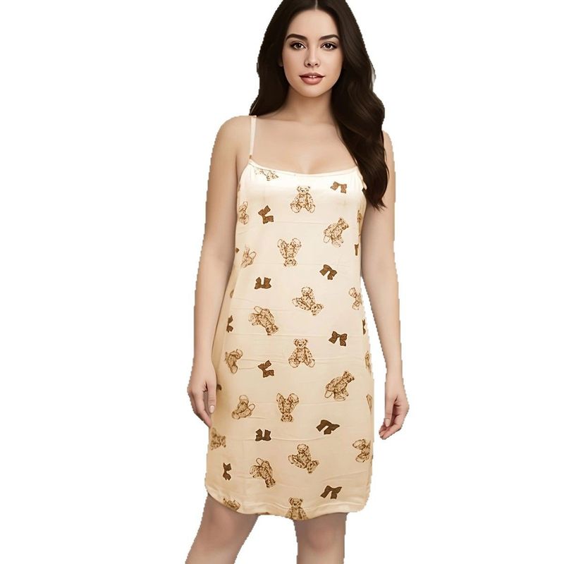 Pyjama d'été doux à bretelles avec pyjama imprimé grande taille_voghion.com
