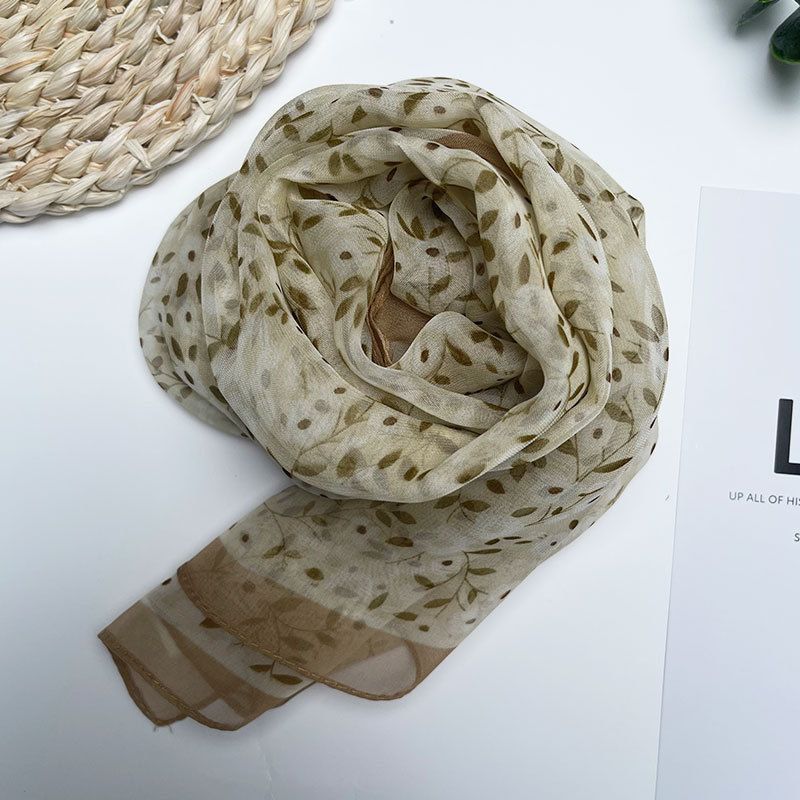 Sciarpa sottile Four Seasons per donna, scialle lungo e versatile in seta di gelso di alta qualità, sciarpa di garza, telo da mare_voghion.com