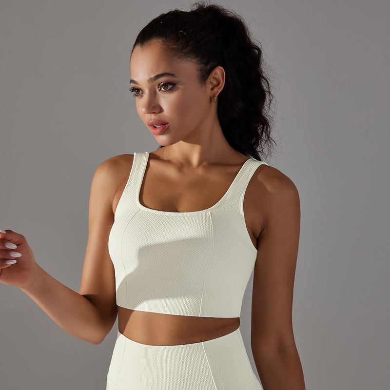 Neuer nahtlos gestrickter, einfarbiger, gepunkteter Träger, schöner Rücken-BH, Sport-Lauf-Fitnessanzug-Weste für Frauen_voghion.com