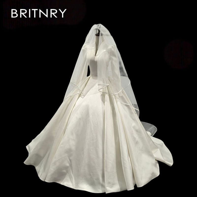 ChicShe ChicShe Vintage High-End Heavy Craft Abito a maniche lunghe in raso 2025 Nuovo elegante abito da sposa con gonna a sbuffo_voghion.com