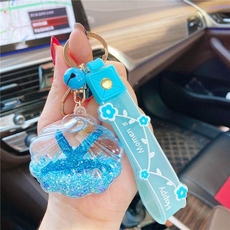 Portachiavi con ciondolo piccolo, creativo, squisito, a forma di stella marina, conchiglia, sabbia mobile, galleggiante, bottiglia, cuore della ragazza, dentro_voghion.com