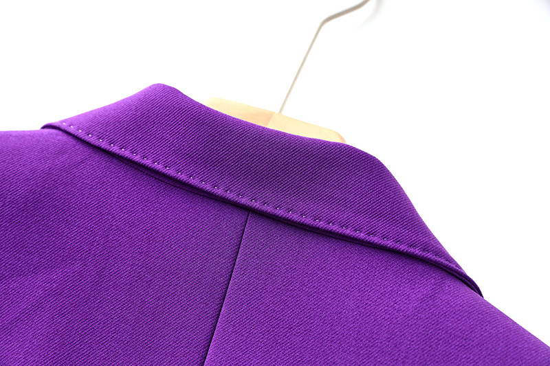 Veste de costume violette pour femmes, ensemble deux pièces, pantalon artisanal à bords perlés, ensemble deux pièces_voghion.com