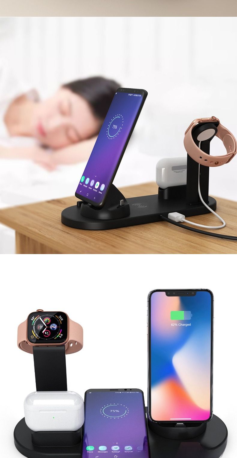 Cross-Border Bestseller Multi-Functional 6-in-1 Wireless Charger Compatible With Apple Phones, Earbuds, And Watches_voghion.com