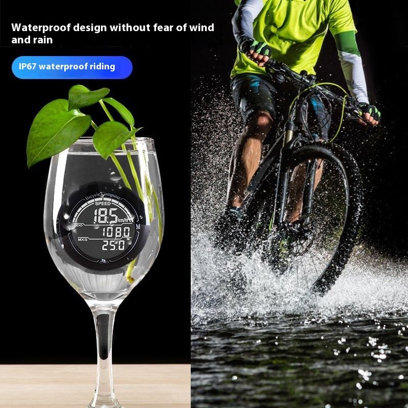 Ordinateur de vélo de montagne étanche avec éclairage nocturne et grand écran, équipement de cyclisme de haute précision, longue durée de vie de la batterie_voghion.com
