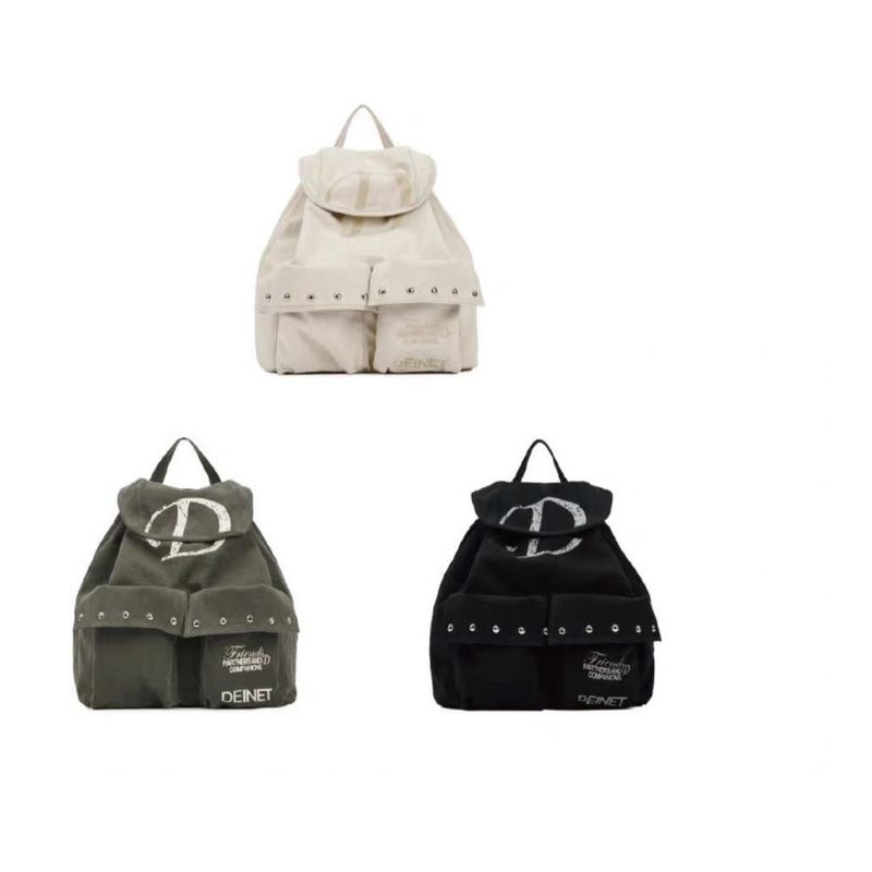 2025 Fall/Winter New Backpack Drawstring Pocket Canvas Large Capacity Backpack Versatile_voghion.com