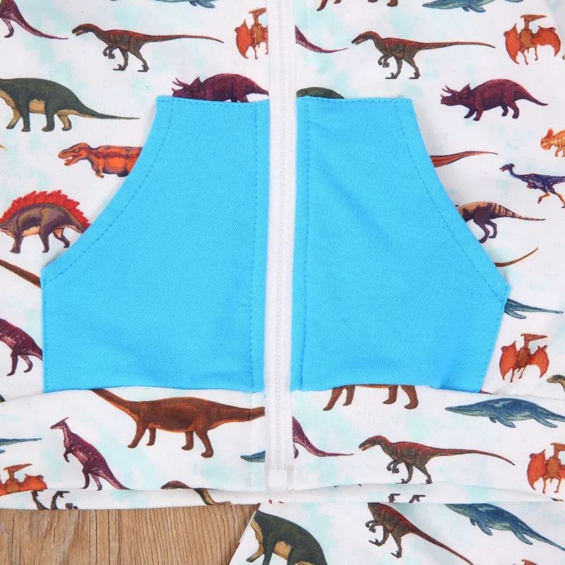 Kinderkleidung Zweiteiliges Set mit langärmligen Strickjacken und Hosen mit Dinosaurier-Print_voghion.com