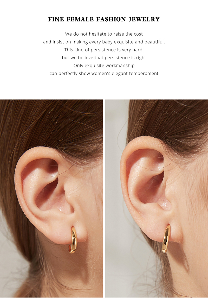 Hoop Earrings 14K Gold Plated Geometric Half Circle Silver Chunky Metal Earrings for Women 2023 s_voghion.com