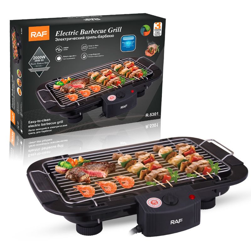 RAF Electric Tabletop Grill, Household Barbecue Oven For Indoor Grilling And Parties, Compact Appliance With Non-Stick Surface, Easy To Clean, EU Standard_voghion.com