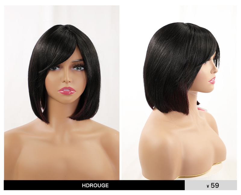 Xuchang Rebecca front lace wig headgear short hair wig set short straight hair full headgear wigs_voghion.com