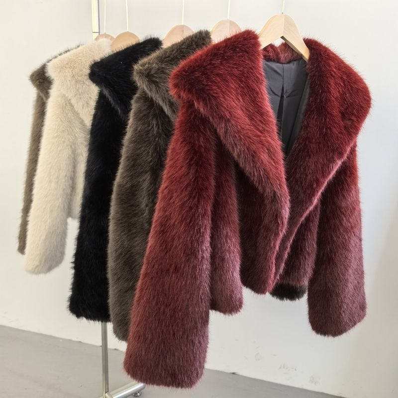Damenbekleidung Luxus-Fuchspelzmantel, kurze Damenjacke, Wintermode, Kunstpelzmantel mit Lederbesatz, anpassbare Farben und Größen_voghion.com