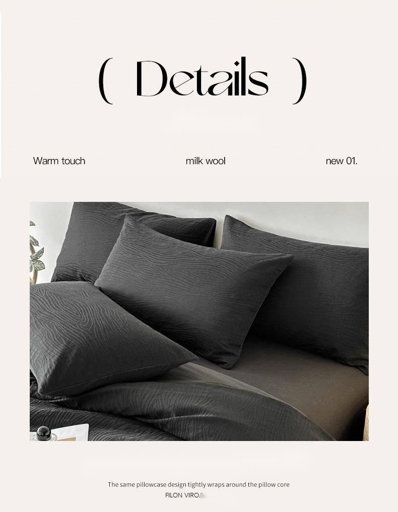 Biancheria da letto semplice ed elegante, quattro pezzi, copripiumino in puro cotone lavato jacquard, lenzuolo singolo, tre pezzi per dormitorio._voghion.com
