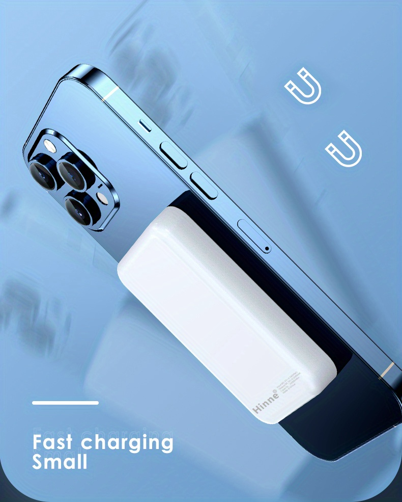 1pc 5000/10000mAh Mobile Power Bank, PD20W Super Fast Charge, Magnetic Suction Wireless Charging Bank, Portable Phone_voghion.com