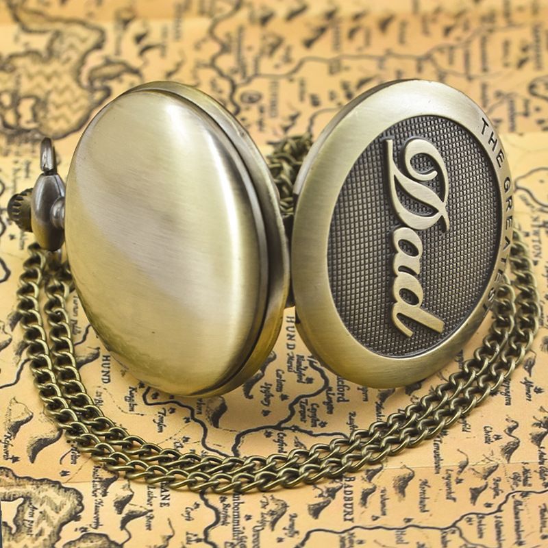 Taschenuhren Vatertagsgeschenk Taschenuhr Mode Retro Neue DAD Taschenuhr Feiertags-Gedenkgeschenk für Vater und Freund (lang_voghion.com