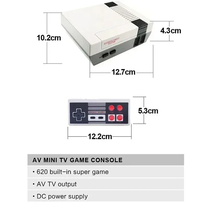 Mini-TV Handheld Family Recreation Videopelikonsoli AV-lähtö Retro Sisäänrakennettu 620 Classic Games Dual Gamepad Gaming_voghion.com