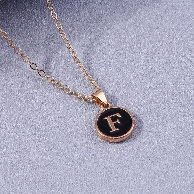 Collier avec pendentif en 26 lettres avec initiales de nom pour femme, collier en émail de l'alphabet A à Z, cadeaux d'anniversaire pour filles, accessoires de bijoux_voghion.com