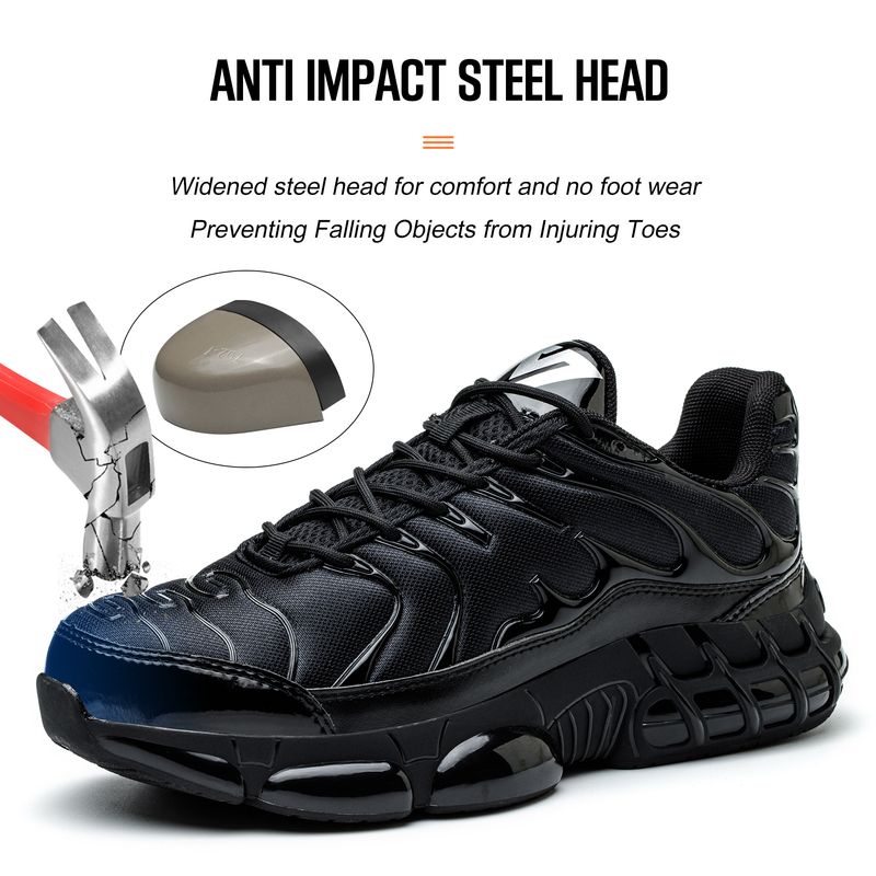 Sicurezza per uomo Stivali da lavoro traspiranti da costruzione Scarpe antiscivolo anti-schiacciamento indistruttibili Scarpe da trekking Sneakers_voghion.com