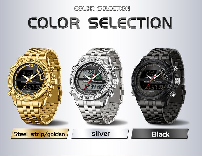 Men's Stainless Steel Watch With Multifunction, Luminous Display, Calendar, Water Resistant, Sporty & Casual Style Outdoor Waterproof Quartz Watch_voghion.com
