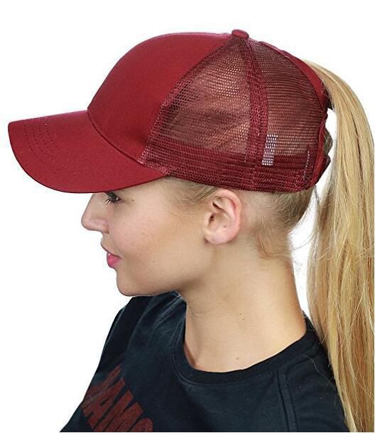 Cappello da baseball con coda di cavallo estivo da donna, regolabile, con chiusura a scatto, in tinta unita, con chignon alto e spettinato, per ragazza_voghion.com