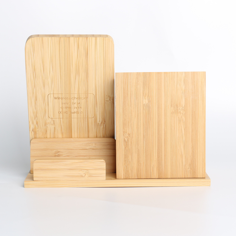 15w three-in-one bamboo and wood pen holder stand wireless charger mobile detachable mobile phone wireless charging logo_voghion.com