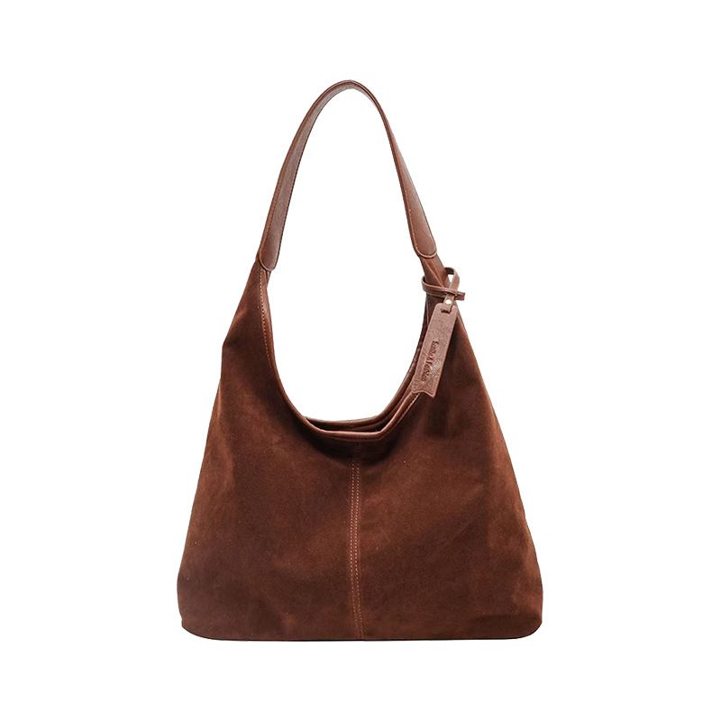 Borsa a tracolla casual da pendolare, grande capacità, in pelle scamosciata, stile Melard, autunno inverno 2025_voghion.com