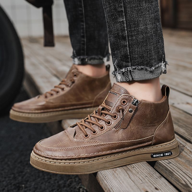 Neu Leder Frühling herren Schuhe High-top herren Erhöhung Werkzeug Martin Stiefel_voghion.com