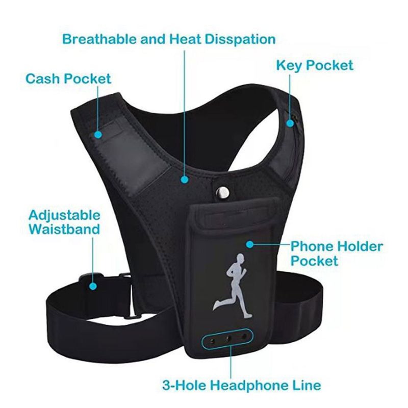 Borsa per cellulare portatile multifunzione per allenamento sportivo all'aperto, corsa, fitness, gilet, borsa per cellulare, borsa da petto_voghion.com