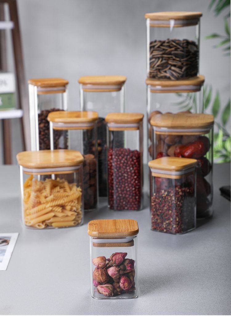 Frasco de vidrio sellado con tapa para almacenar granos diversos, apto para uso alimentario, para té y cáscara de mandarina._voghion.com