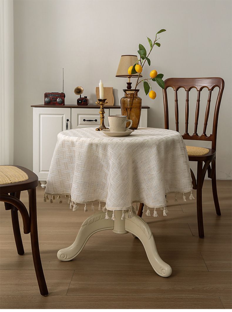 Fabric Round Table Cloth Cotton And Linen High Grade Stall Table Cloth Ins Style Coffee Table Cover Table Cloth Japanese Style High Value_voghion.com
