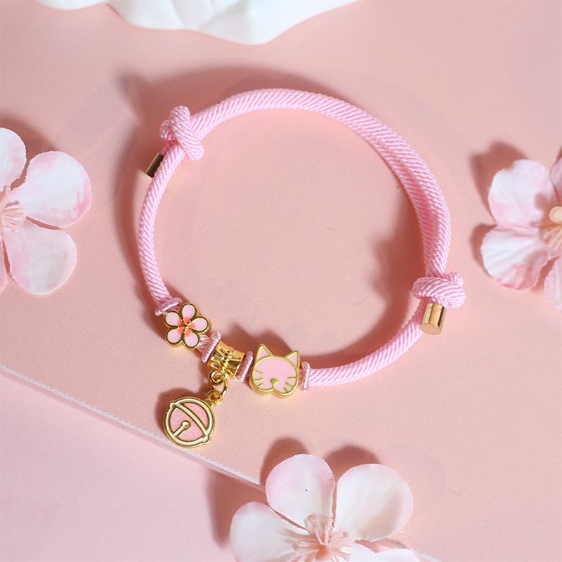 Pink Collar Rose Sakura Pet Gold Lock Fresh Accessories Pearl Necklace Kitten Cat Chain_voghion.com