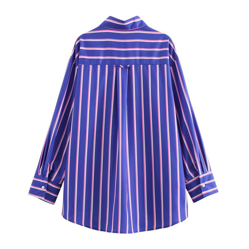 Women's 2024 summer new striped loose shirt straight leg pants set_voghion.com