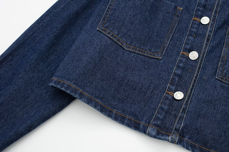 Women's solid color short denim jacket + two-color high waist slit skirt suit_voghion.com