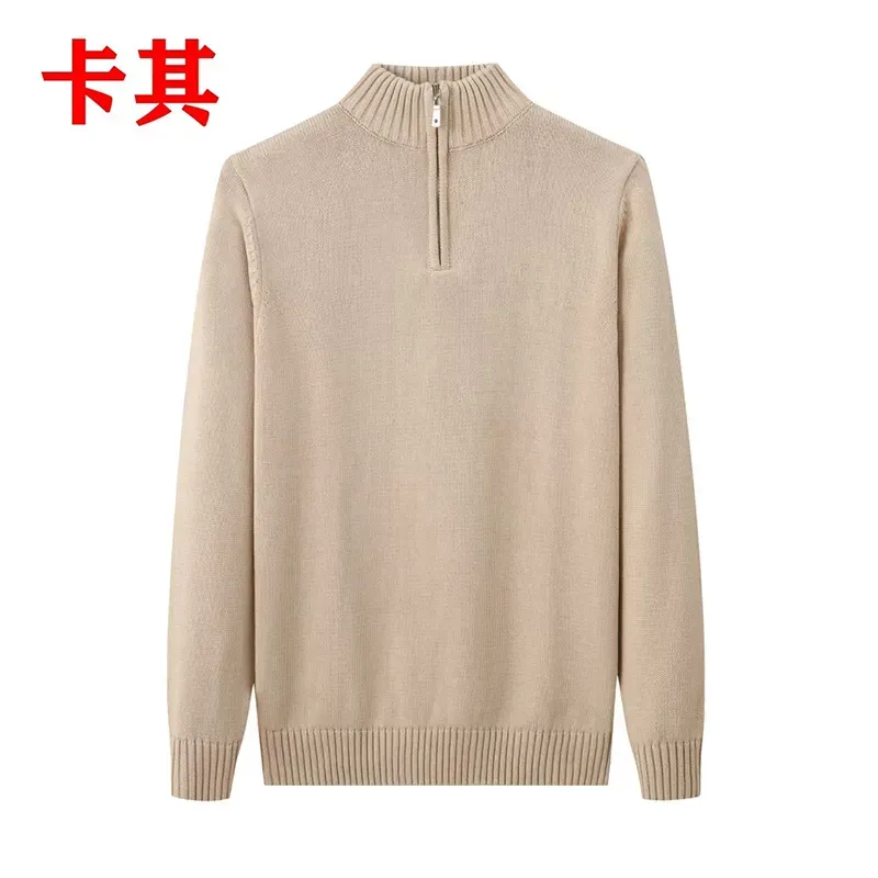 Maglione da uomo in maglia di cotone con cerniera a un quarto, classico design pony, stile casual, spedizione gratuita RL168_voghion.com