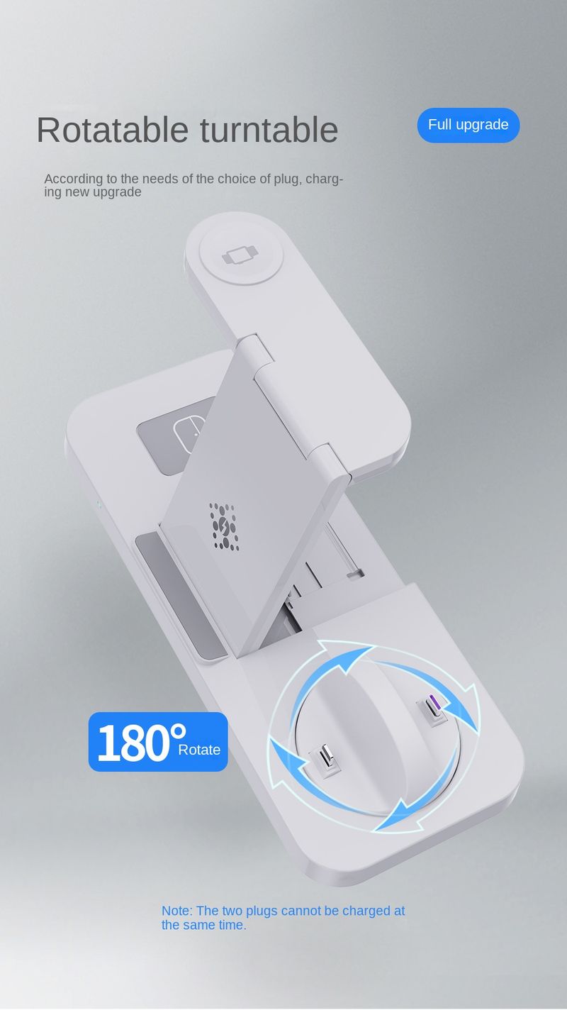 Geeignet für iPhone iWatch Bluetooth-Headset 3-in-1-Wireless-Ladegerät mit Handy-Halterungsfunktion Farbe Weiß und Schwarz_voghion.com