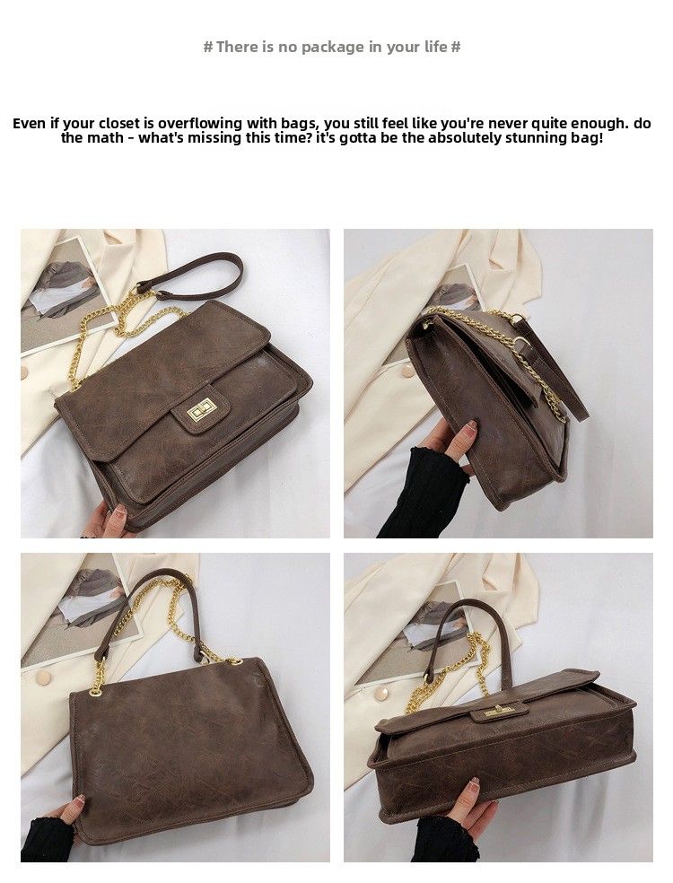 Borsa a tracolla versatile con catena, borsa tote da donna, stile retrò, grande capacità_voghion.com