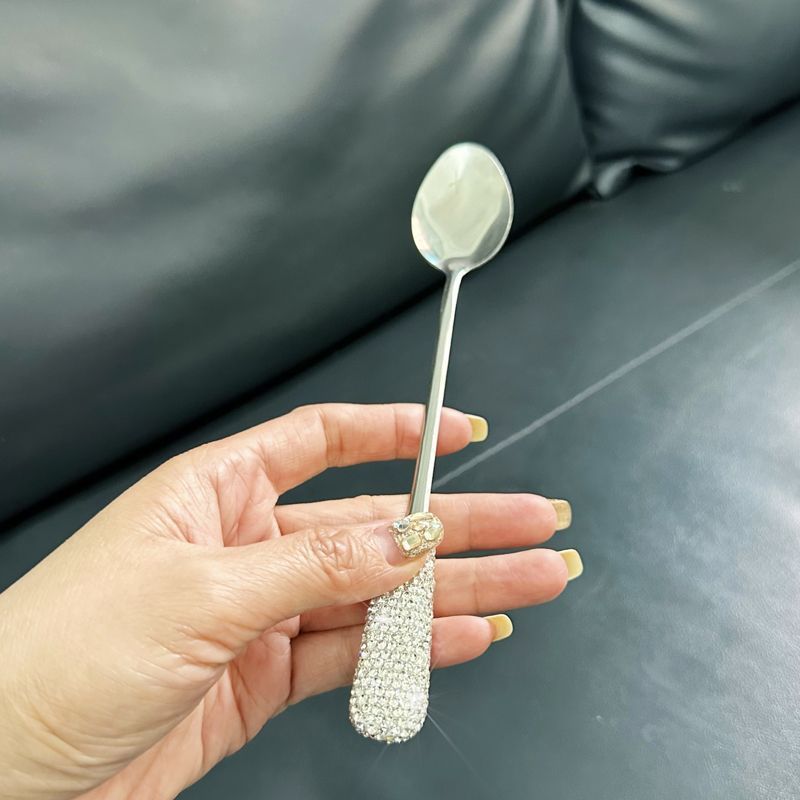 304 Stainless Steel Elegant Cutlery Set – Diamond-Accented Soup Spoon, Steak Knife & Fork, Chopsticks, Modern Dining Essentials For Gourmet Lovers_voghion.com