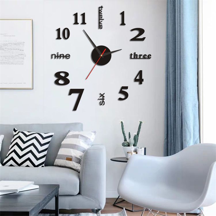 Silent Sweep Wall Clock – Peel & Stick Noiseless DIY Clock For Living Room, Bedroom & Office (Modern Acrylic Design, Glow-in-Dark Numbers, 4 Sizes)_voghion.com