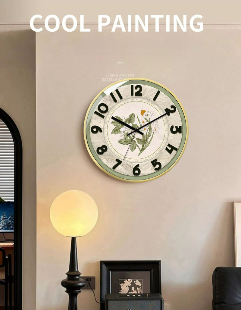 Orologio decorativo al quarzo silenzioso creativo moderno semplice da parete in stile vintage francese, serie Forest, per soggiorno_voghion.com