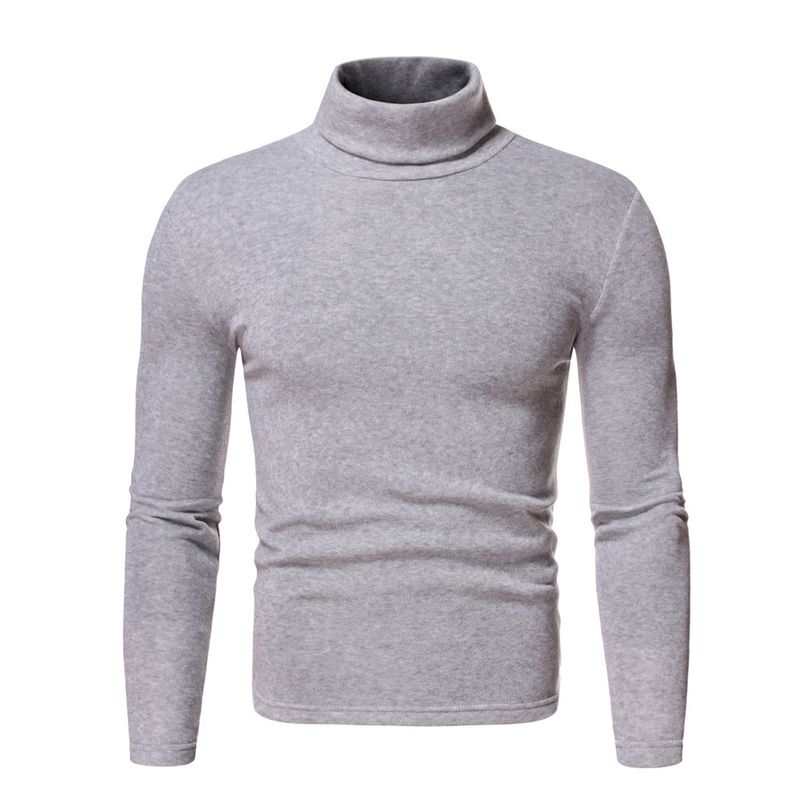 Adatto a tutte le stagioni, strato interno, autunno inverno, foderato in pile, collo alto, manica lunga, maglietta da uomo, maglia termica di base._voghion.com