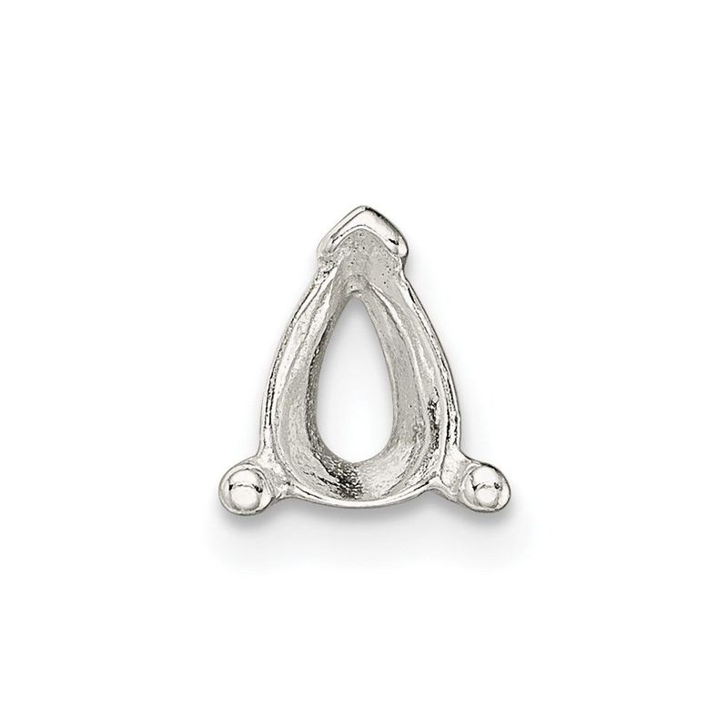 Sterling Silver Pear 3-Prong V-End 6 X 4mm Earring Setting_voghion.com